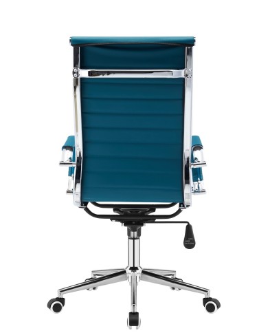 Sillón de oficina RICKY, alto, regulación de altura, basculante, similpiel turquesa