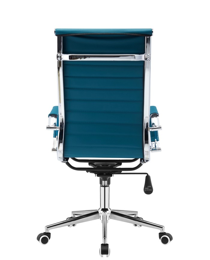Sillón de oficina RICKY, alto, regulación de altura, basculante, similpiel turquesa