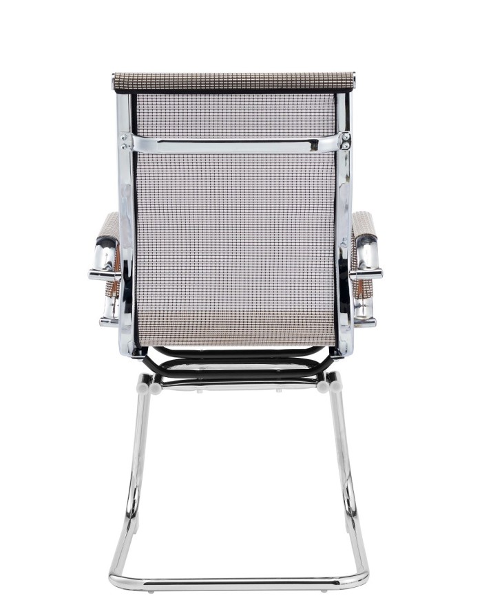 Sillón de oficina PRAGA, fijo, cromado, malla marrón