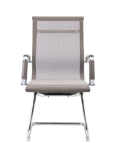 Sillón de oficina PRAGA, fijo, cromado, malla marrón