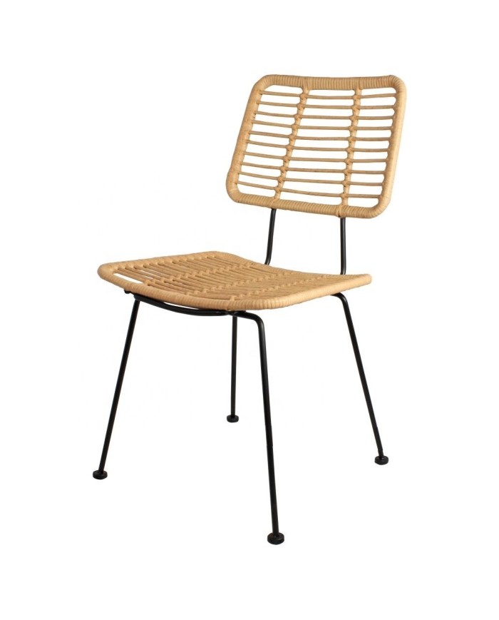 Silla SUMATRA, metal, ratán beige