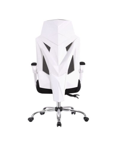 Sillón de oficina GRAZ, blanco, alto, malla gris, tejido negro