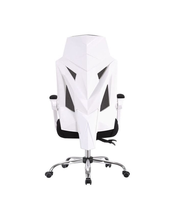 Sillón de oficina GRAZ, blanco, alto, malla gris, tejido negro