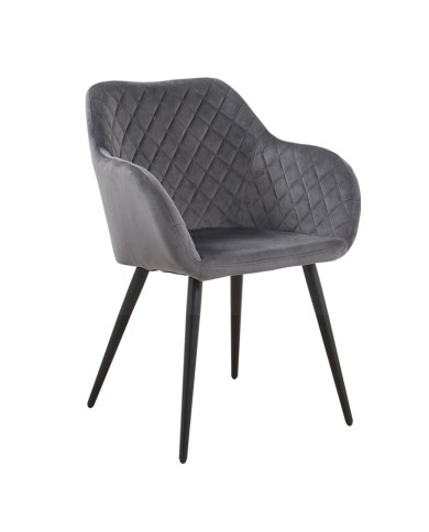 Sillón ROLANDO, metal, tapizado velvet 21 gris oscuro