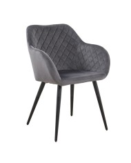 Sillón ROLANDO, metal, tapizado velvet 21 gris oscuro