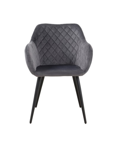 Sillón ROLANDO, metal, tapizado velvet 21 gris oscuro
