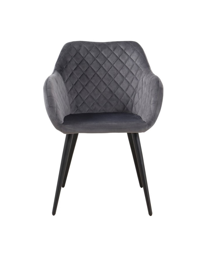 Sillón ROLANDO, metal, tapizado velvet 21 gris oscuro