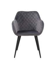 Sillón ROLANDO, metal, tapizado velvet 21 gris oscuro