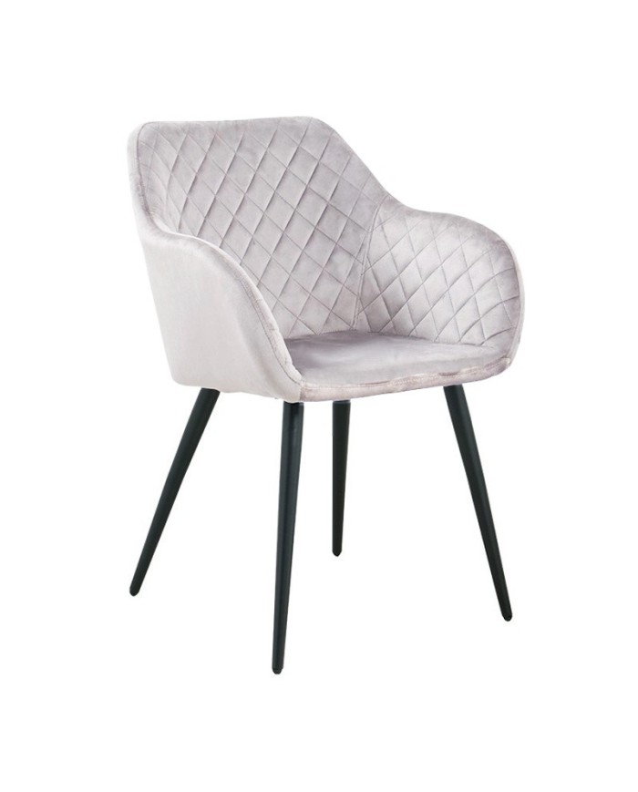 Sillón ROLANDO, metal, tapizado velvet 13 gris claro