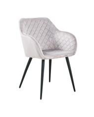Sillón ROLANDO, metal, tapizado velvet 13 gris claro