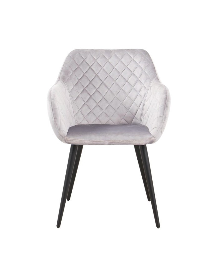 Sillón ROLANDO, metal, tapizado velvet 13 gris claro