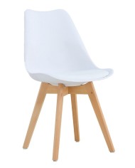 Silla TORRE 4P ( SU ), madera, polipropileno y cojín blanco