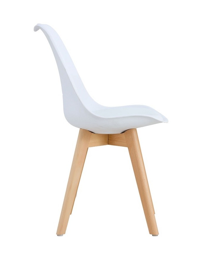 Silla TORRE 4P ( SU ), madera, polipropileno y cojín blanco