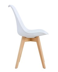 Silla TORRE 4P ( SU ), madera, polipropileno y cojín blanco