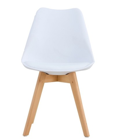 Silla TORRE 4P ( SU ), madera, polipropileno y cojín blanco