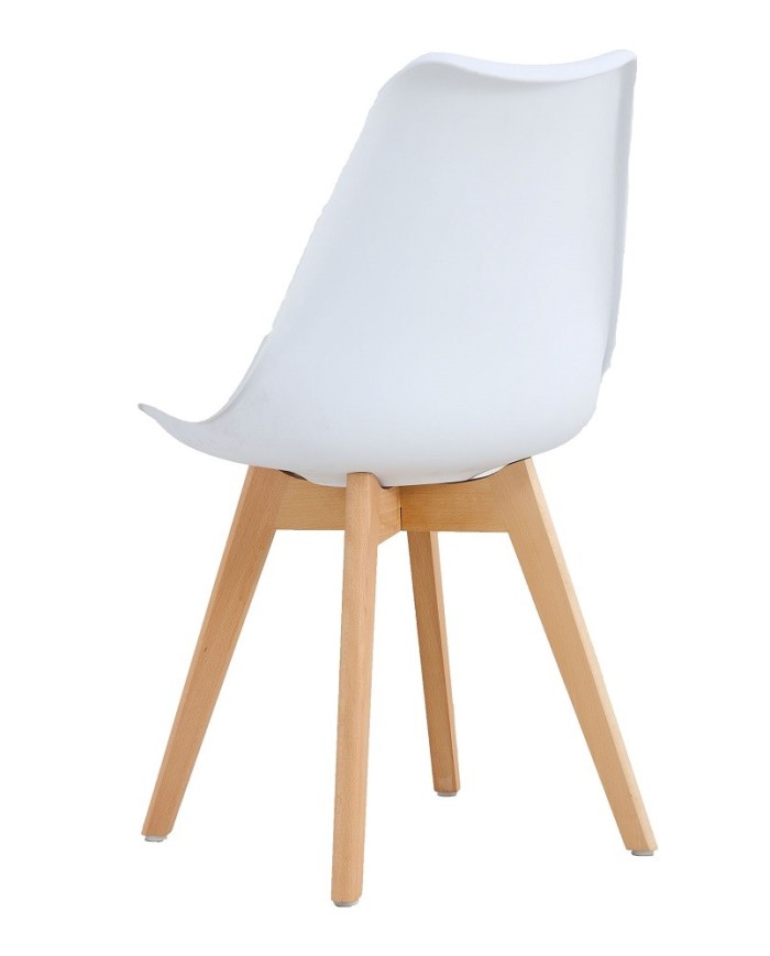 Silla TORRE 4P ( SU ), madera, polipropileno y cojín blanco