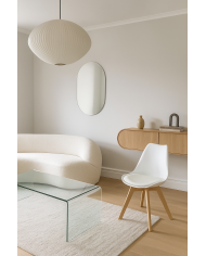 Silla TORRE 4P ( SU ), madera, polipropileno y cojín blanco