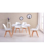 Silla TORRE 4P ( SU ), madera, polipropileno y cojín blanco