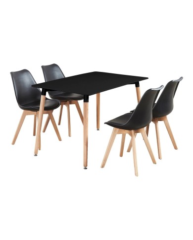 Silla TORRE 4P ( SU ), madera, polipropileno y cojín negro