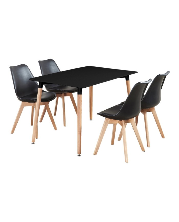 Silla TORRE 4P ( SU ), madera, polipropileno y cojín negro