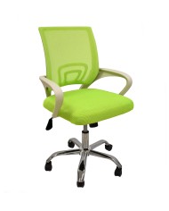 Sillón de oficina FISS NEW (M), blanco, regulación de altura, basculante, malla y tejido verde