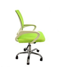 Sillón de oficina FISS NEW (M), blanco, regulación de altura, basculante, malla y tejido verde