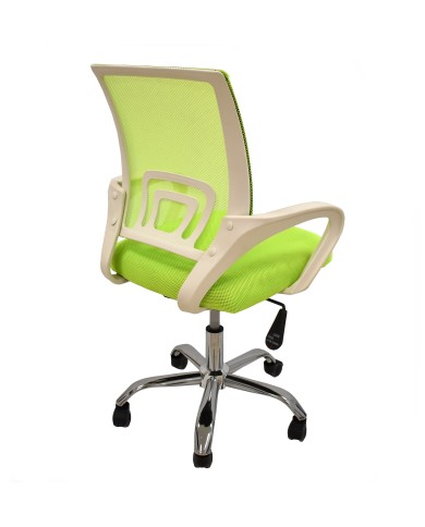 Sillón de oficina FISS NEW (M), blanco, regulación de altura, basculante, malla y tejido verde