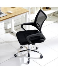 Sillón de oficina FISS NEW (M), negro, basculante, malla y tejido negro