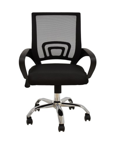 Sillón de oficina FISS NEW (M), negro, basculante, malla y tejido negro