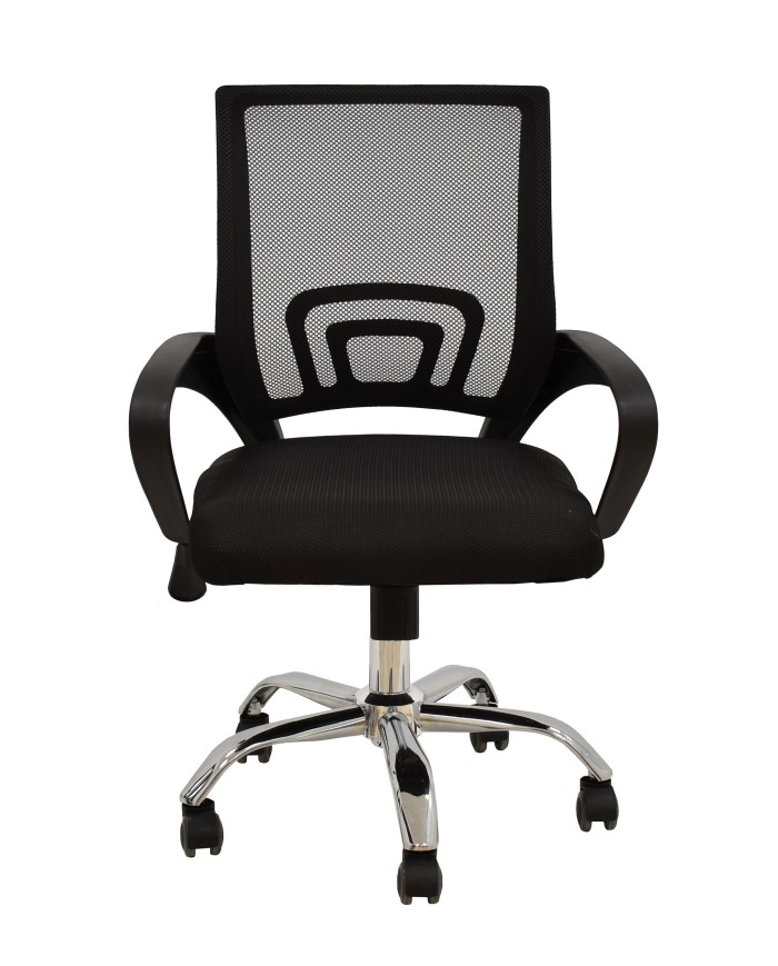 Sillón de oficina FISS NEW (M), negro, basculante, malla y tejido negro