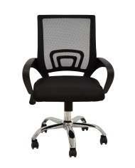 Sillón de oficina FISS NEW (M), negro, basculante, malla y tejido negro