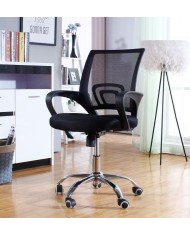 Sillón de oficina FISS NEW (M), negro, basculante, malla y tejido negro