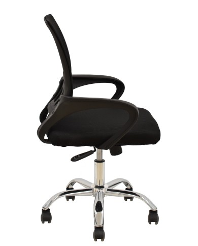 Sillón de oficina FISS NEW (M), negro, basculante, malla y tejido negro