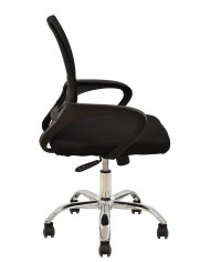 Sillón de oficina FISS NEW (M), negro, basculante, malla y tejido negro