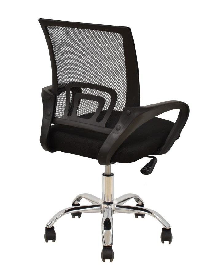 Sillón de oficina FISS NEW (M), negro, basculante, malla y tejido negro