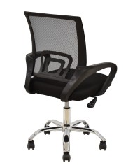 Sillón de oficina FISS NEW (M), negro, basculante, malla y tejido negro