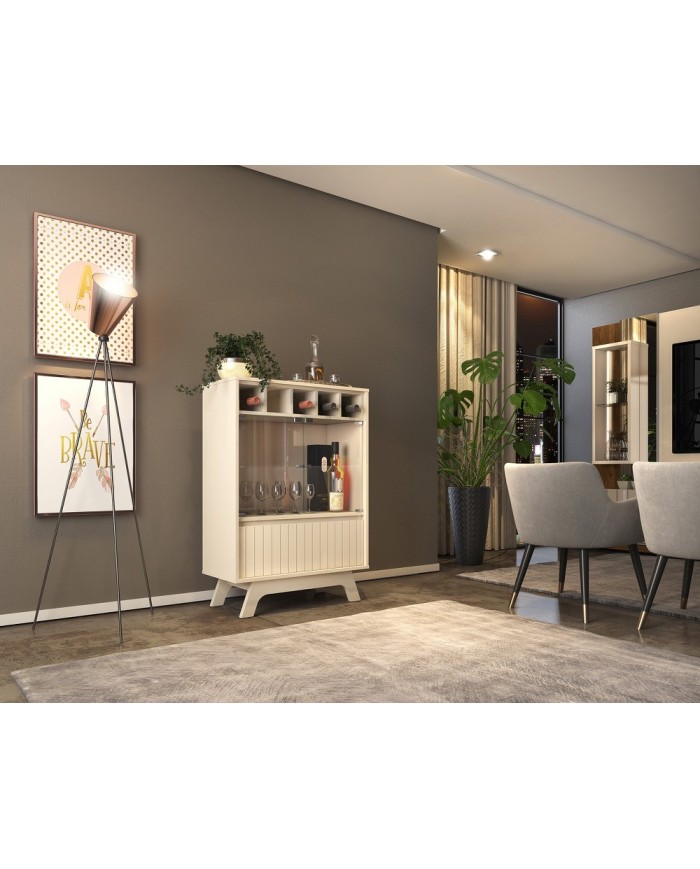 Vitrina BREST, cristal, blanco roto