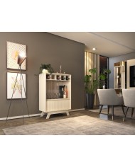 Vitrina BREST, cristal, blanco roto