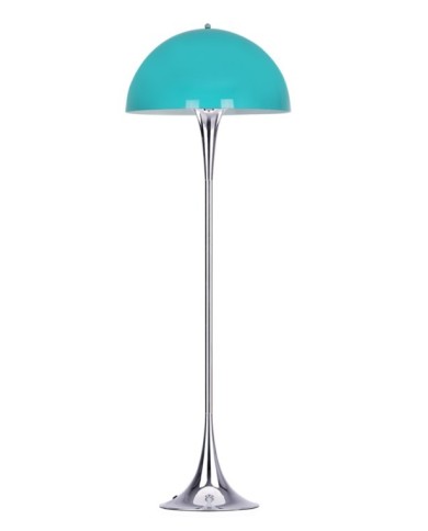 Lámpara VEYPA, de pie, metal, cromada, turquesa