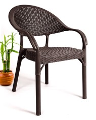 Sillón TORREMOLINOS, apilable, patas metálicas, polipropileno marrón chocolate