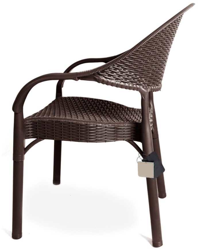 Sillón TORREMOLINOS, apilable, patas metálicas, polipropileno marrón chocolate