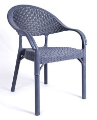 Sillón TORREMOLINOS, apilable, patas metálicas, polipropileno gris oscuro