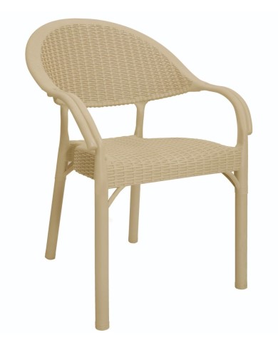 Sillón TORREMOLINOS, apilable, patas metálicas, polipropileno capuccino