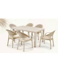 Sillón TORREMOLINOS, apilable, patas metálicas, polipropileno capuccino