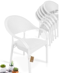 Sillón TORREMOLINOS, apilable, patas metálicas, polipropileno blanco