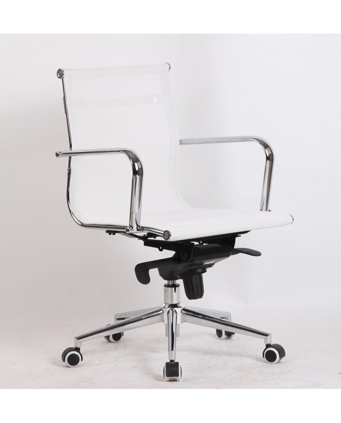 Sillón de oficina MAX NEW, giratorio, malla blanca