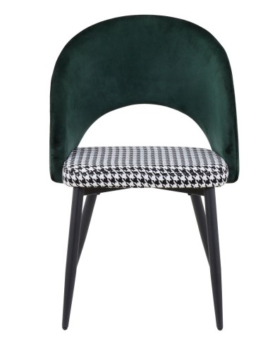 Silla CLEO, metal, tapizado verde con pata de gallo