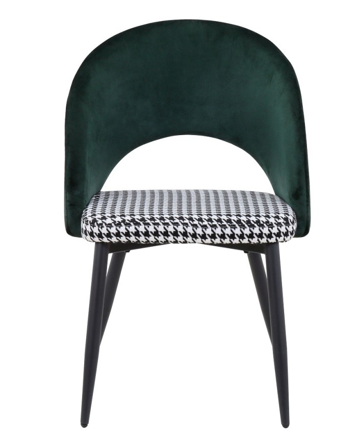 Silla CLEO, metal, tapizado verde con pata de gallo