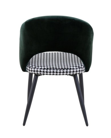 Silla CLEO, metal, tapizado verde con pata de gallo