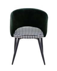 Silla CLEO, metal, tapizado verde con pata de gallo